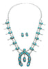 Effie Calavaza Zuni Turquoise Snake Squash Blossom Necklace Set SN20284